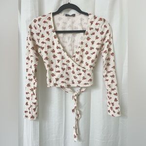 Brandy Melville Floral Wrap Top